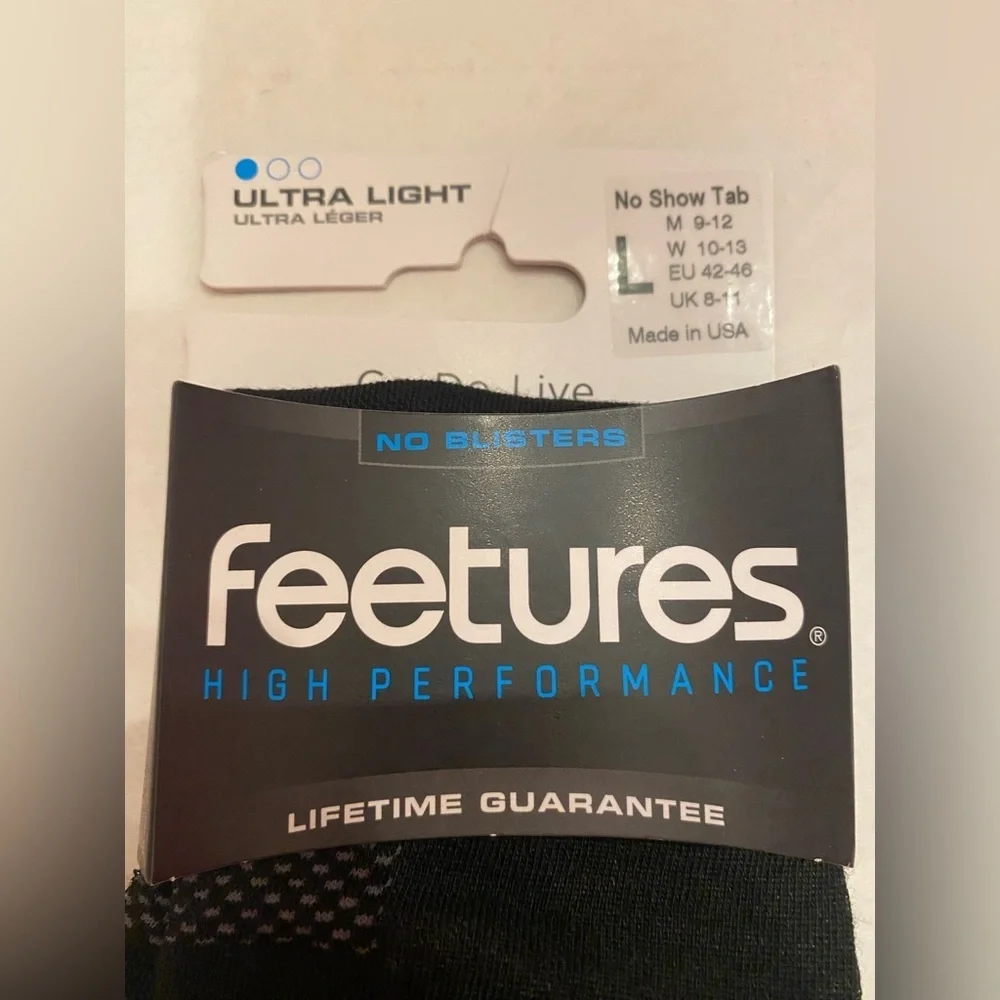 Feetures Unisex‎ High Performance Ultra Light No Show Tab Socks Size Large